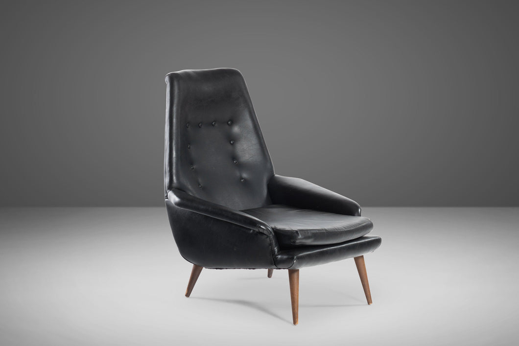 Danish Modern High Back Lounge Chair in Original Vinyl Upholstery, c. 1960s-ABT Modern