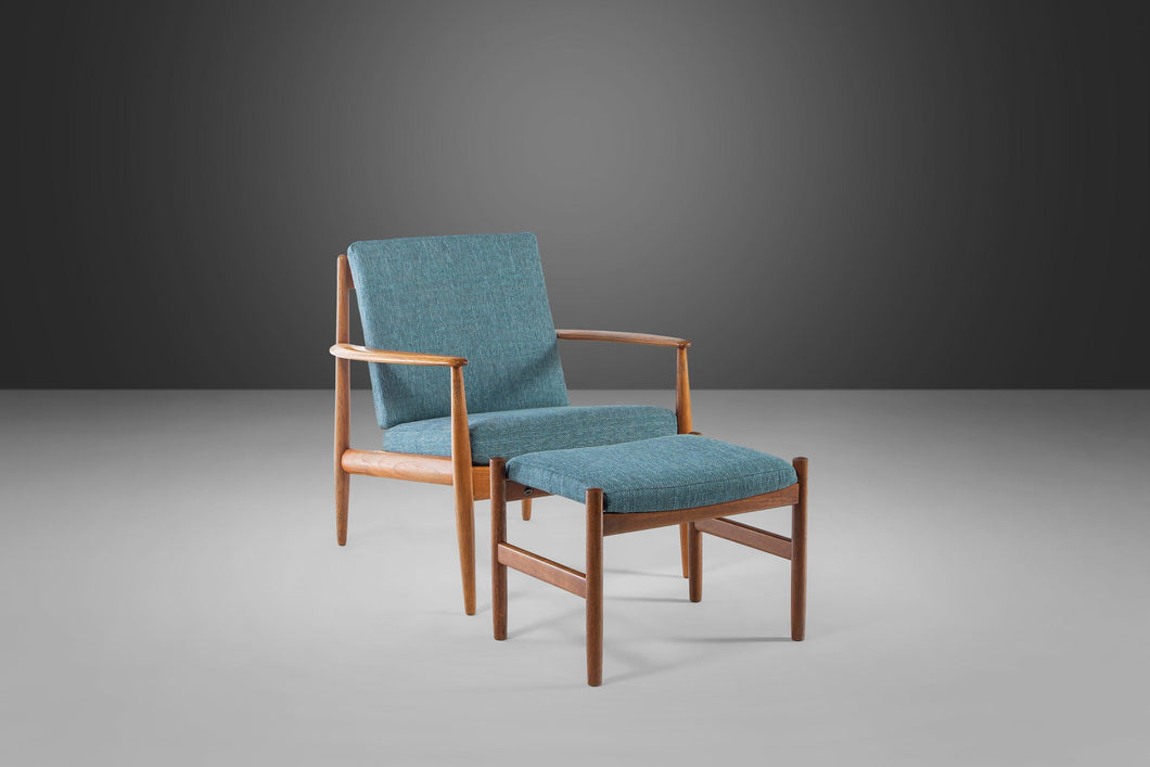 Danish Modern Model 118 Chair by Grete Jalk for France and Sons with Complementary Danish Ottoman, Denmark, 1960's-ABT Modern