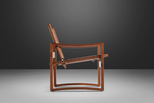 Danish Modern Safari Sling Armchair in Teak & Leather by Borge Jensen for Bernstorffsminde Møbelfabrik, Denmark, c. 1960's-ABT Modern