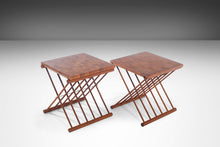 Load image into Gallery viewer, Danish Modern Set of Two (2) Solid Butcherblock Wood Foldable Campaign Style End Tables, c. 1960s-ABT Modern
