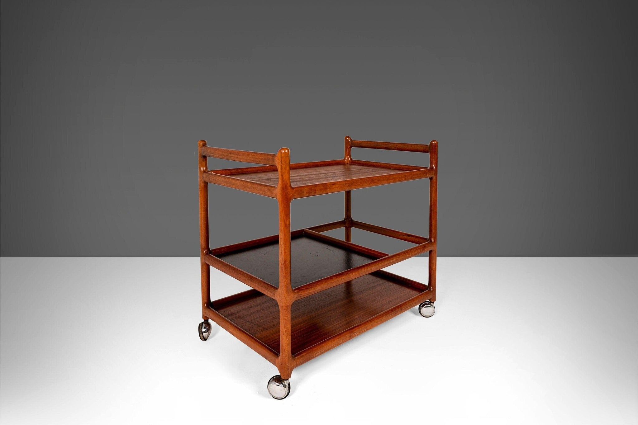 Danish Modern Teak Bar Cart / Teak Trolley by Johannes Andersen for Si
