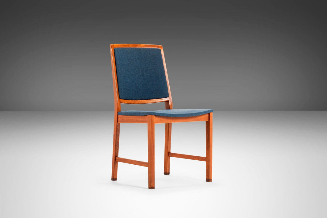 Dining Chair / Desk Chair in Teak & Original Blue Knit Fabric by Skaraborgs Mobelindustri, Sweden, c. 1960's-ABT Modern