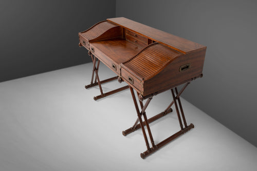 Drexel Oxford Square Series Campaign Desk in Pecan, c. 1970-ABT Modern