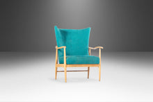 Load image into Gallery viewer, Early Blonde American of Martinsville High Back Lounge Chair in Original Seafoam Blue Fabric, c. 1960s-ABT Modern
