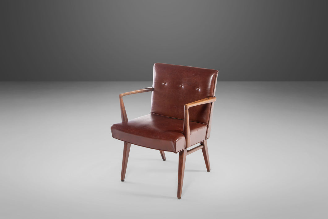 Early Jens Risom Model 108 Arm Chair for Risom Designs in Walnut and Original Naugahyde, c. 1950s-ABT Modern
