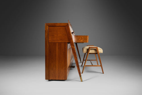 Early Mid Century Modern Baldwin Acrosonic Piano in Walnut and Caning, USA, c. 1965-ABT Modern