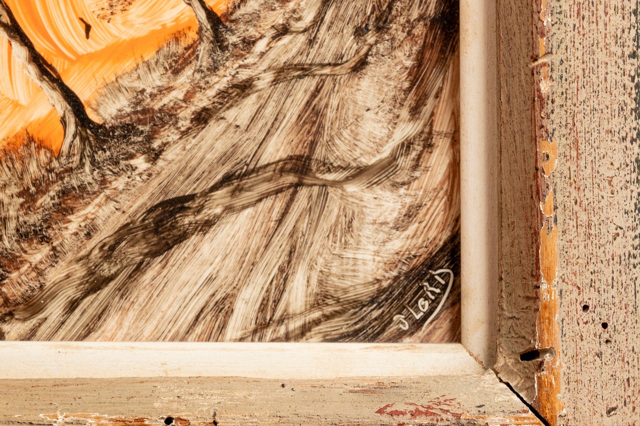 Load image into Gallery viewer, Early Signed Jack Lord 'Trees' Oil Painting / Tile / Wood Frame, USA, c. 1940's-ABT Modern