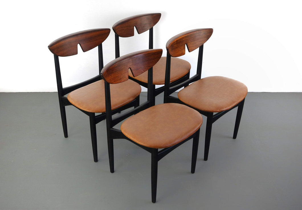 Ebonized Mid Century Modern Dining Chairs By Kurt Ostervig with Stunning Brazilian Rosewood Backs-ABT Modern