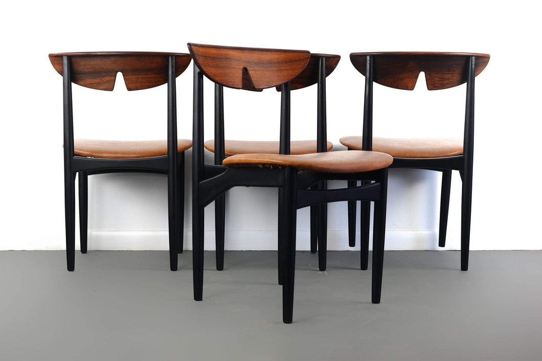 Ebonized Mid Century Modern Dining Chairs By Kurt Ostervig with Stunning Brazilian Rosewood Backs-ABT Modern