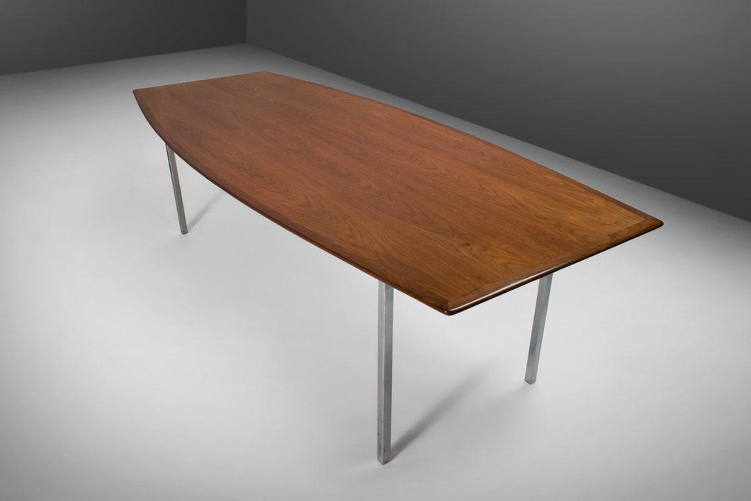 Florence Knoll Model 580 Walnut and Chrome Conference Table for Knoll International, c. 1950s-ABT Modern