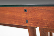 Load image into Gallery viewer, Glass and Teak Coffee Table with Four Nesting Stools Attributed to Jorgen Baekmark, Denmark, c. 1960&#39;s-ABT Modern
