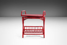 Load image into Gallery viewer, Gorgeous Chinoiserie Red Bamboo Server / Bar Stand w/ Swivel Top-ABT Modern
