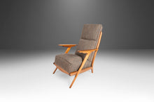 Load image into Gallery viewer, High Back Mid Century Modern Lounge Chair &amp; Ottoman After Hans Wegner in Knoll Fabric, USA, c. 1960s-ABT Modern
