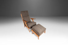 Load image into Gallery viewer, High Back Mid Century Modern Lounge Chair &amp; Ottoman After Hans Wegner in Knoll Fabric, USA, c. 1960s-ABT Modern

