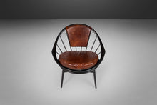 Load image into Gallery viewer, Ib Kofod-Larsen for Selig Ebonized Hoop Chair - Peacock Chair w/ Patinaed Leather, Denmark-ABT Modern
