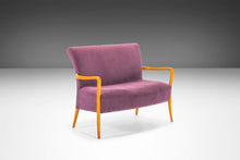 Load image into Gallery viewer, Italian Purple Setee Sofa after Guglielmo Ulrich with Blonde Oak Frame and Original Purple Fabric-ABT Modern
