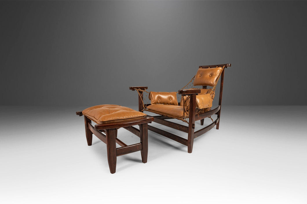 Jean Gillon 'Jangada' Lounge Chair and Ottoman in Jacaranda and Leather, Brazil, c. 1960s-ABT Modern