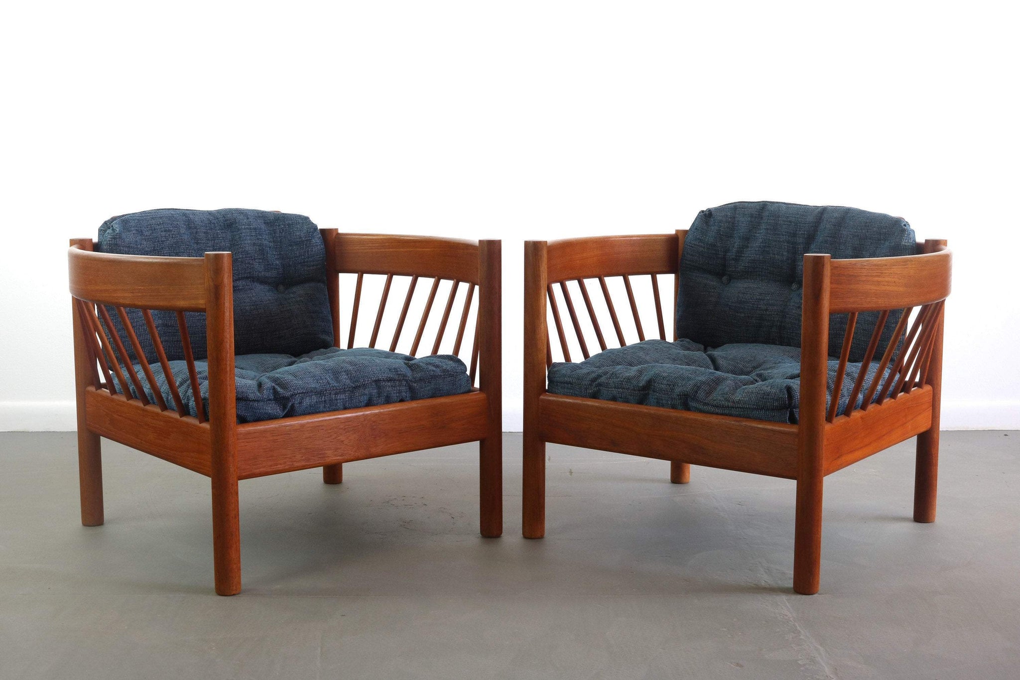 Jorgen Baekmark Spindle Barrel Chair Set of Two in Teak and