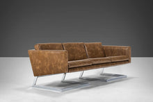 Load image into Gallery viewer, Long 3 Seater Sofa by Milo Baughman in Vegan Leather Set on a Chrome Cantilever Base, c. 1970s-ABT Modern
