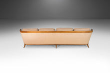 Load image into Gallery viewer, Long Four (4) Seat Full Length Sofa in Original Cream Fabric w/ Sculptural Oak Detailing by Erwin Lambeth, c. 1960&#39;s-ABT Modern
