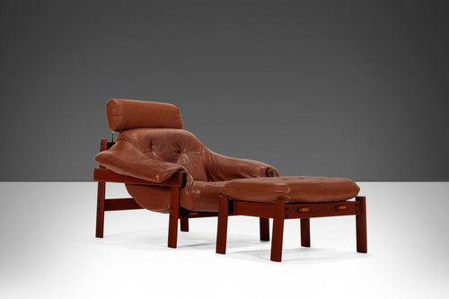 Lounge Chair & Ottoman Set in Distressed Leather and Patinad Rosewood by Percival Lafer-ABT Modern