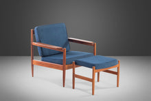 Load image into Gallery viewer, Lounge Chair and Ottoman Attributed to Arne Vodder in Teak w/ New Blue Knit Upholstery, c. 1960s-ABT Modern
