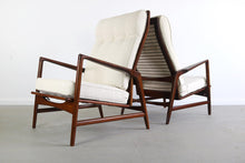 Load image into Gallery viewer, Lounge Chairs and Ottoman Set by Ib Kofod Larsen for Selig in White Fabric-ABT Modern
