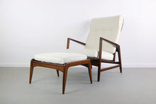 Load image into Gallery viewer, Lounge Chairs and Ottoman Set by Ib Kofod Larsen for Selig in White Fabric-ABT Modern
