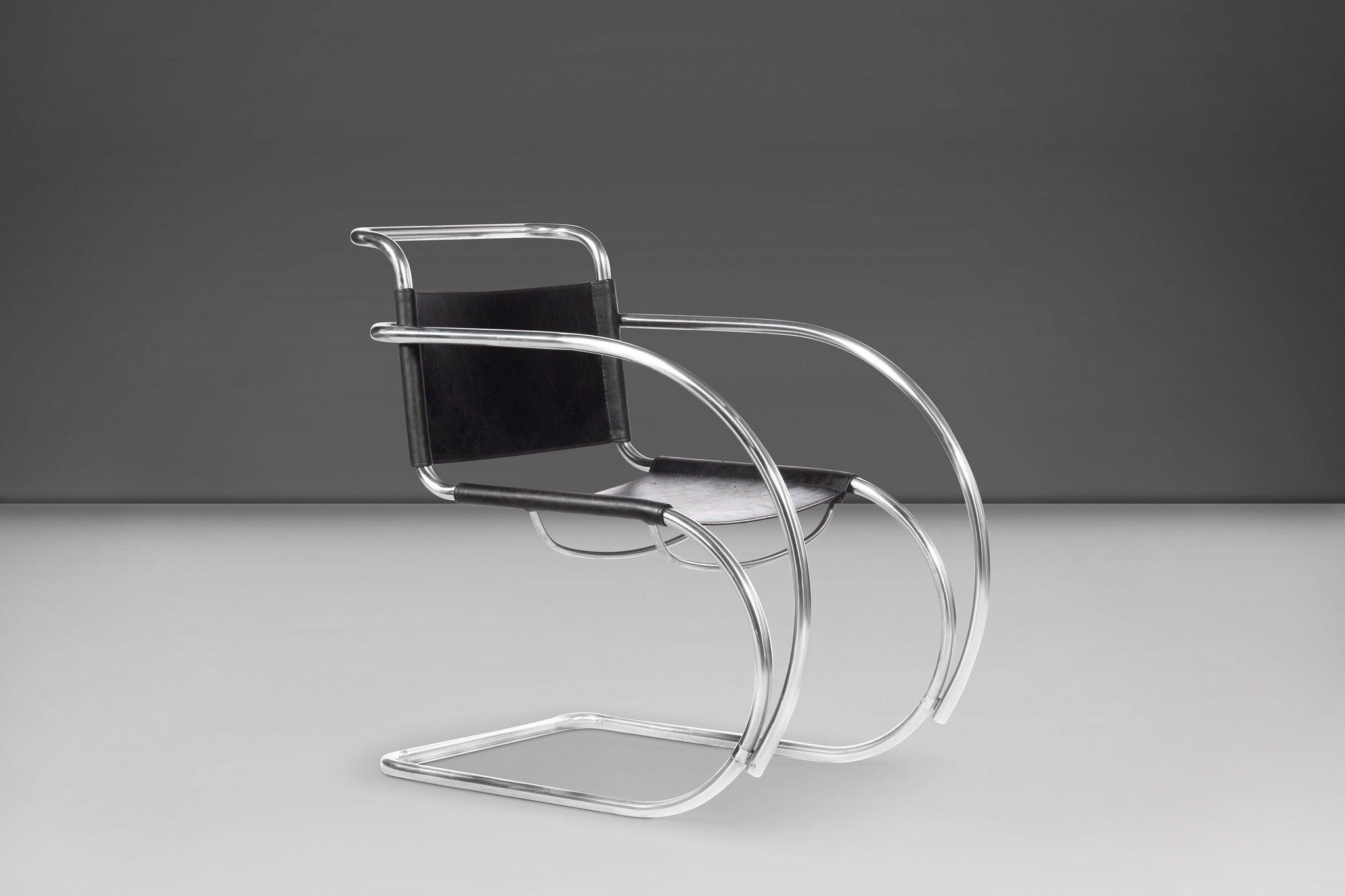 Ludwig Mies Van Der Rohe MR 20 Chair for Stendig in Original Black Lea