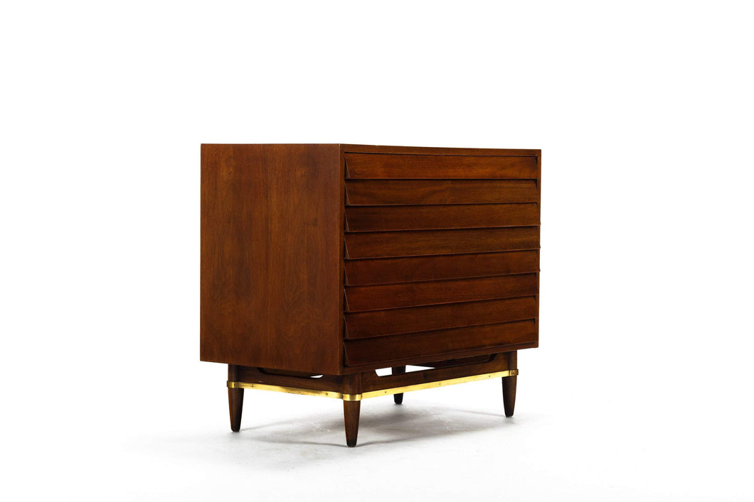 Merton Gershun for American of Martinsville Walnut Dresser with Brass Detailing-ABT Modern