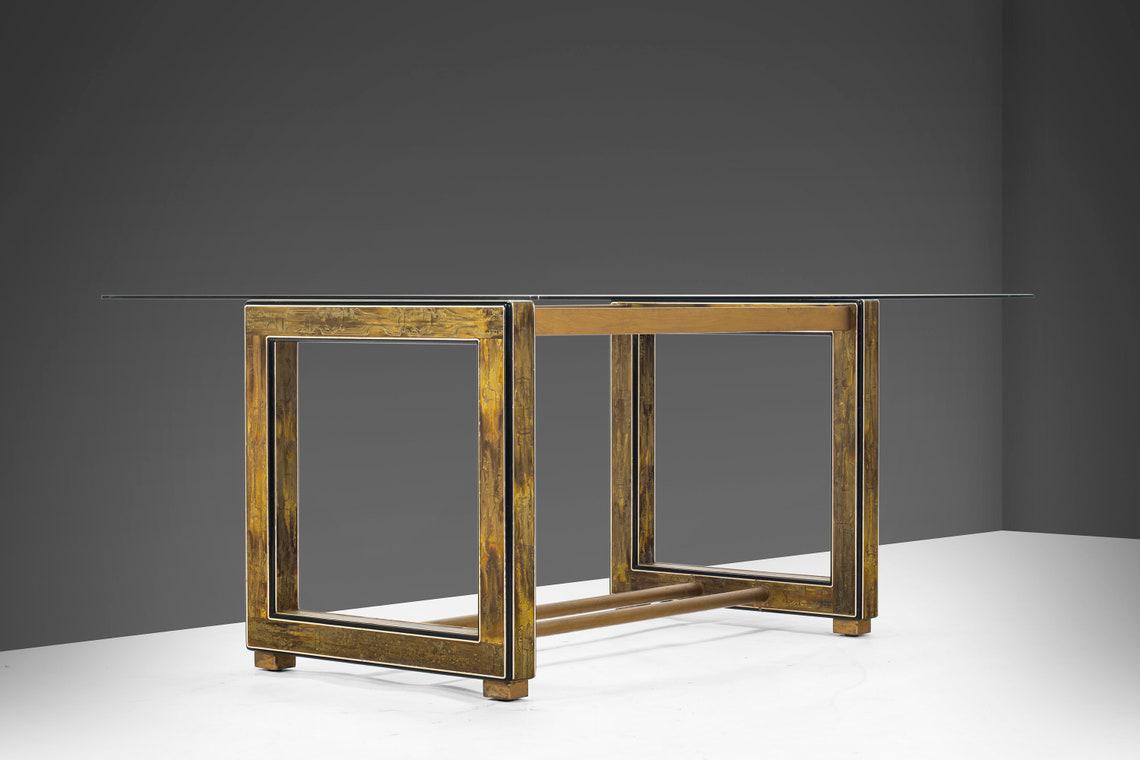Etched brass & oxidized copper coffee table Bernhard Rohne