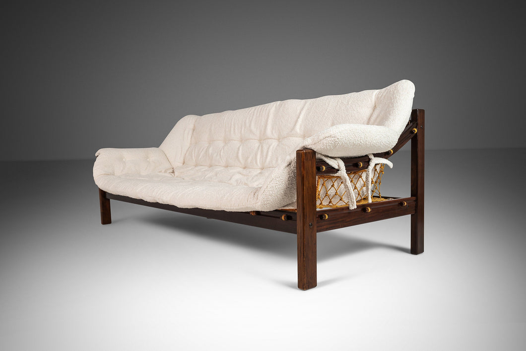 Mid Century Modern 'Amazonas' Sofa in Rosewood & Bouclé by Jean Gillon for Italma, Brazil, c. 1970s-ABT Modern