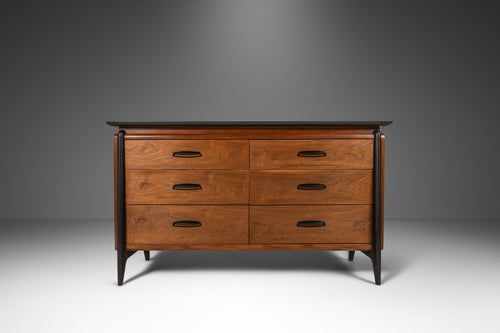 Mid Century Modern Architectural Charcoal Six (6) Drawer Dresser by John Van Koret for Drexel Profile Line, USA, c. 1960s-ABT Modern