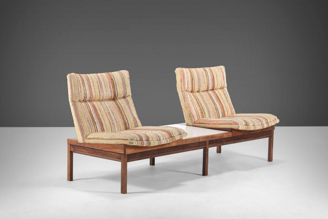 Mid Century Modern Arthur Umanoff Walnut Bench / Modular Sofa with Table for Madison Furniture, 1950s-ABT Modern