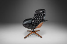 Load image into Gallery viewer, Mid Century Modern Bentwood Lounge Chair and Ottoman by George Mulhauser for Plycraft in Tufted Black Vinyl, USA, c. 1960s-ABT Modern
