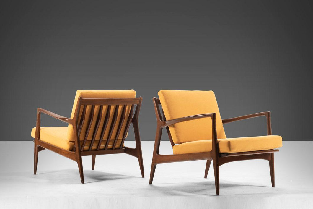 Mid Century Modern Blade Arm” Lounge Chairs ( Set of 2) Designed by Kofod Larsen for Selig-ABT Modern