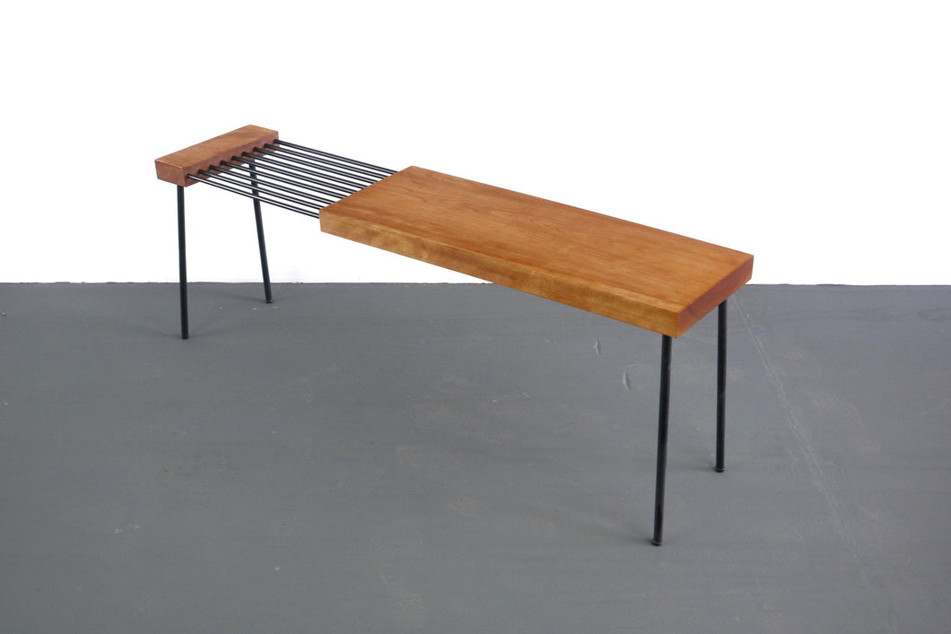Mid Century Modern Coffee Table / Mud Room Bench in Butcher Block and Metal, c. 1960s-ABT Modern
