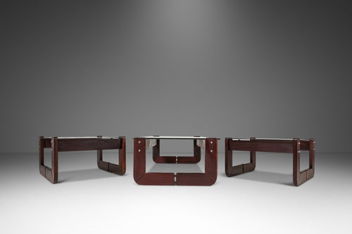 Mid-Century Modern Coffee Table w/ Matching End Tables in Jacaranda by Percival Lafer, Brazil, c. 1970s-ABT Modern