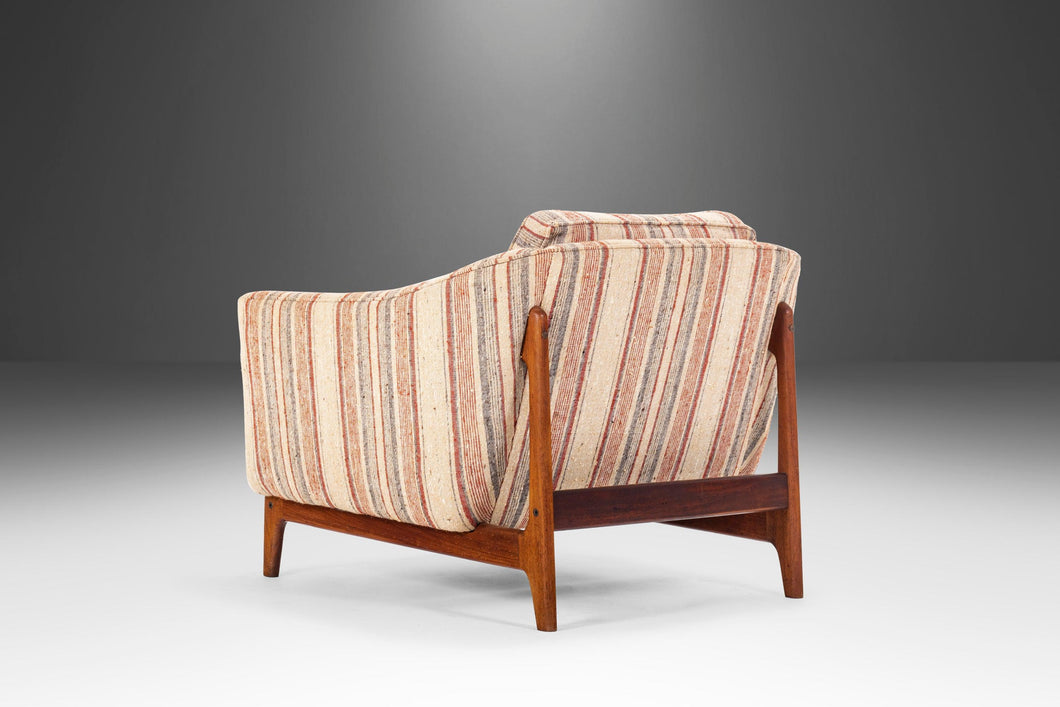 Mid Century Modern Danish Lounge Chair on Walnut Base with Gorgeous Back Detail, Denmark, c. 1960's-ABT Modern
