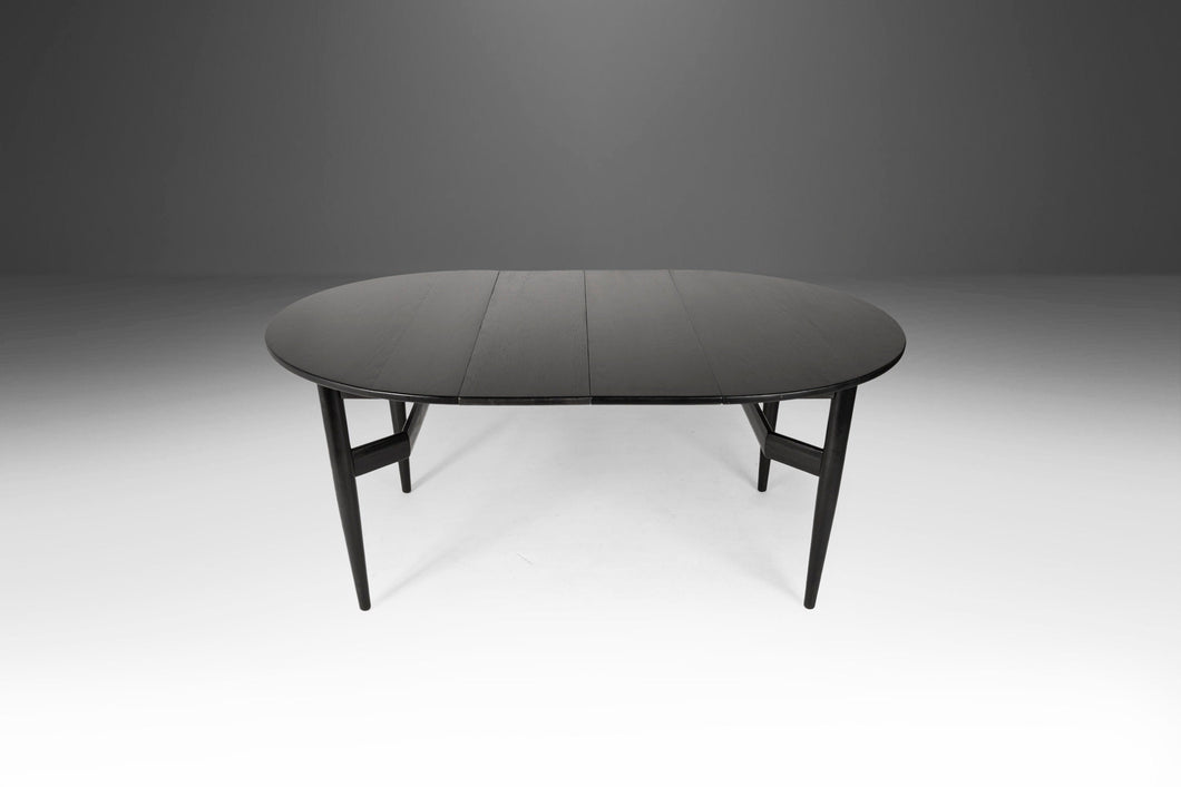 Mid Century Modern Ebonized Extension Dining Table w/ Architectural Leg Base, c. 1960's-ABT Modern
