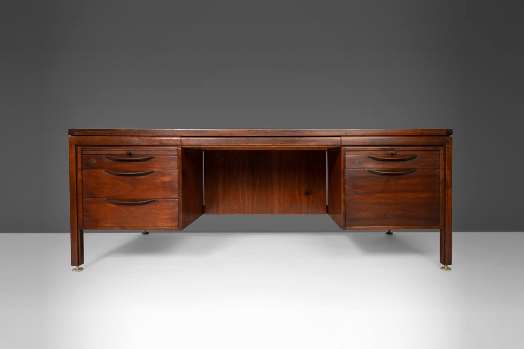 Mid Century Modern Executive Desk in Walnut by Jens Risom for Risom Designs, 1950s-ABT Modern