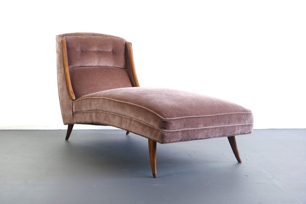 Mid Century Modern Gorgeous Walnut Saber Leg Chaise Lounge-ABT Modern