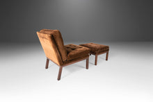 Load image into Gallery viewer, Mid Century Modern Lounge Chair and Ottoman in Brown Felt Upholstery Attributed to Harvey Probber, USA, c 1960s-ABT Modern
