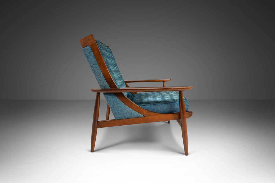 Mid Century Modern Lounge Chair in Walnut & Original Fabric, USA, c. 1950s-ABT Modern