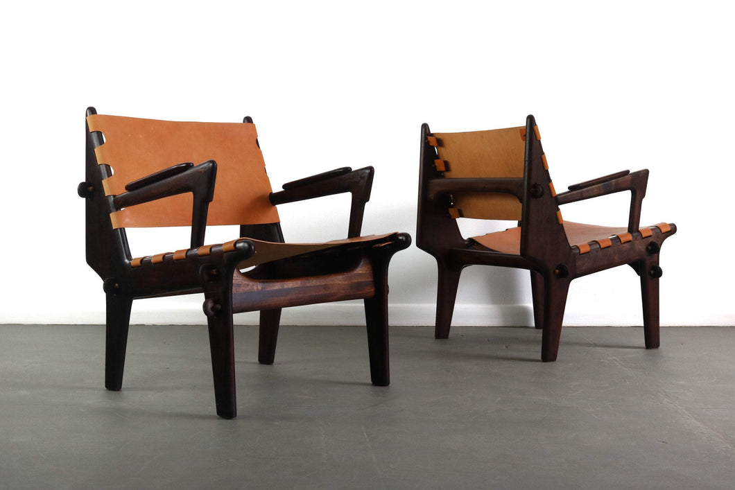 Mid-Century Modern Rosewood and Leather Set of Lounge Chairs by Angel Pazmino, 1960s-ABT Modern
