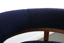 Load image into Gallery viewer, Mid Century Modern Round Corner Lounge Chair on Casters in Original Blue Fabric-ABT Modern
