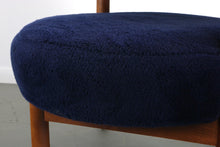 Load image into Gallery viewer, Mid Century Modern Round Corner Lounge Chair on Casters in Original Blue Fabric-ABT Modern
