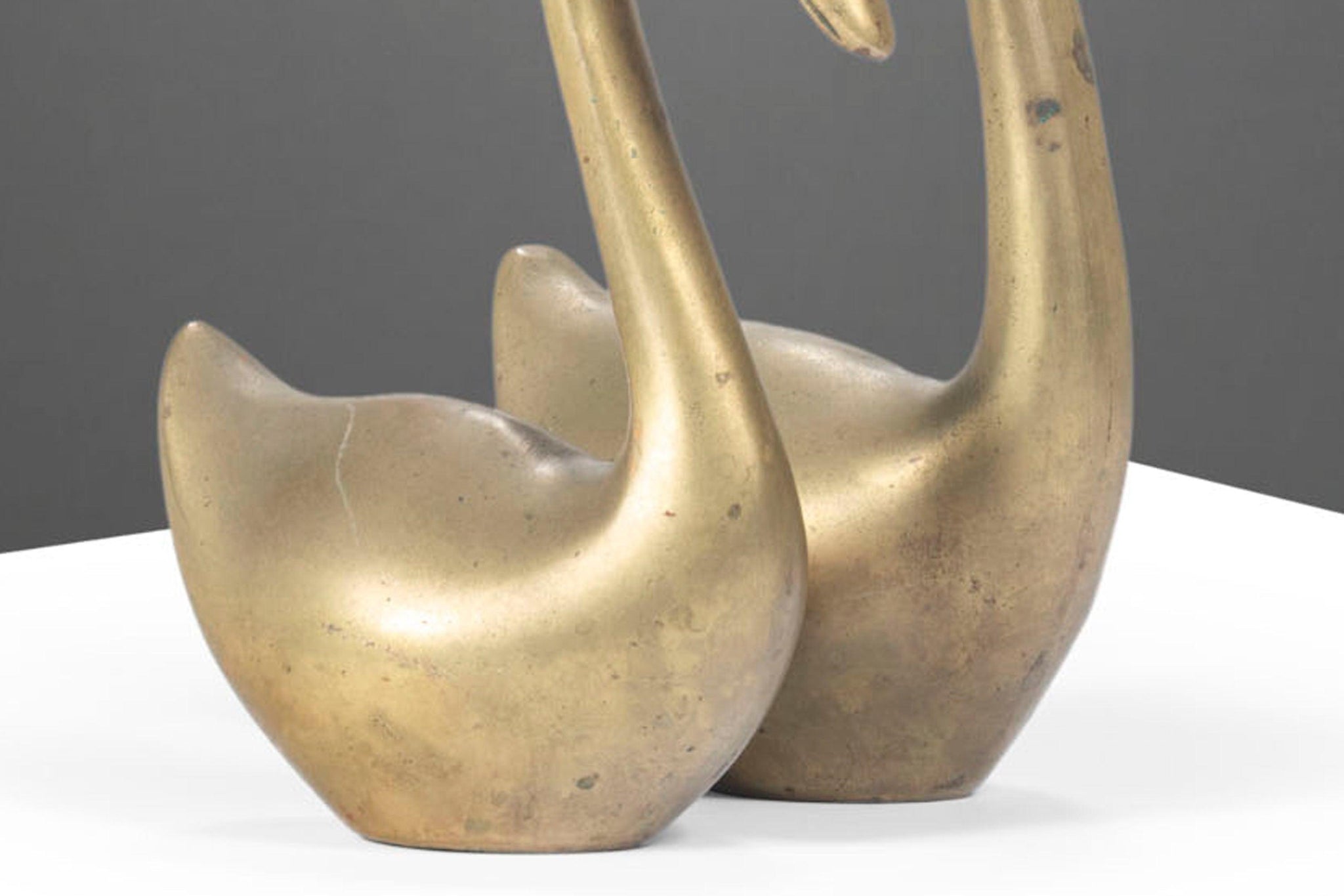 1970s Vintage Brass Sleeping Swan Sculpture
