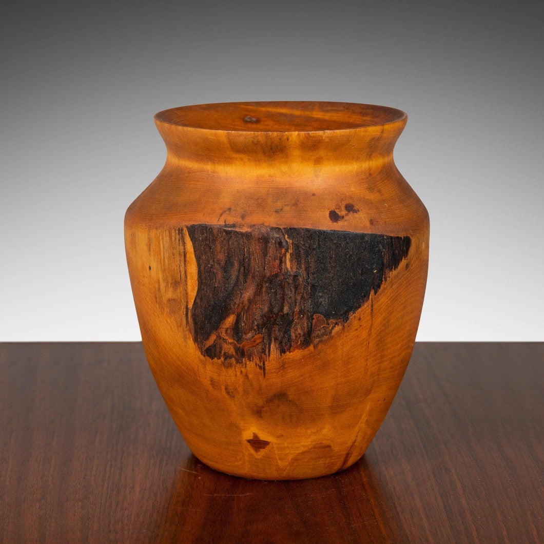 Mid Century Modern Solid Birch Wood Turned Vase by Joseph Thompson, United States, c. 1970s-ABT Modern