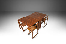 Load image into Gallery viewer, Mid Century Modern Space Saver Minimalist Hide Away Dropleaf Table w/ 4 Hidden Folding Chairs, Romanian, c. 1960&#39;s-ABT Modern
